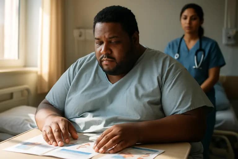Bariatric care team member explaining follow-up planning to a patient