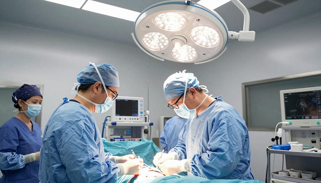 surgical team in operating room surgical team in operating room
