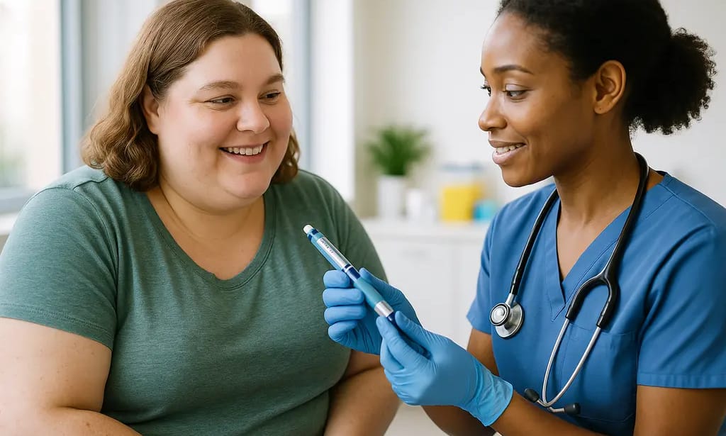 Patient reviewing GLP-1 Injections information with a healthcare professional