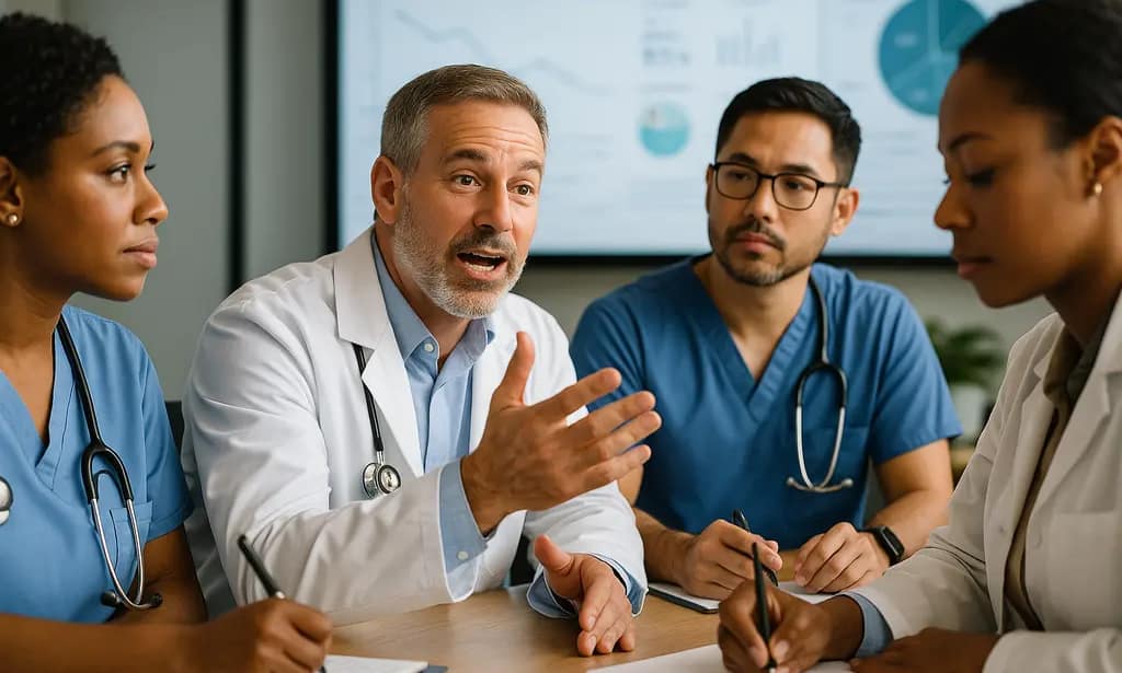GLP-1 medications discussion with a clinician and patient reviewing health notes