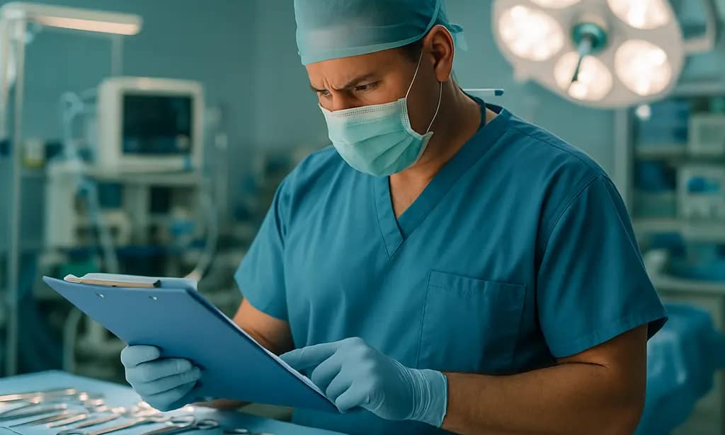 Clinician reviewing revisional bariatric surgery options with a patient at a desk