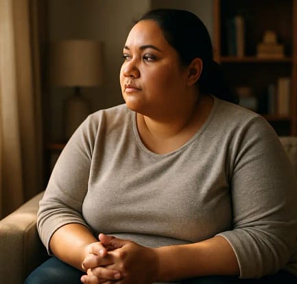 Bariatric Mental Health support conversation in a calm clinic room
