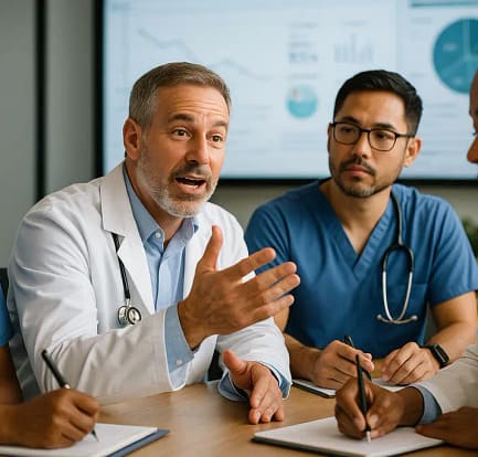 GLP-1 medications discussion with a clinician and patient reviewing health notes