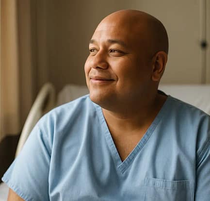 Patient reviewing mental well-being notes before a bariatric follow-up visit