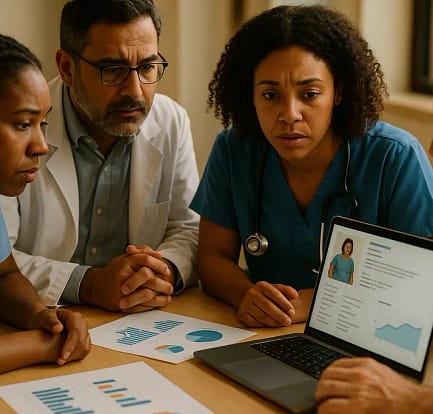 Patient reviewing obesity treatment plans with a clinician in a calm office