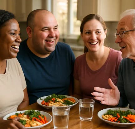 Lifestyle Adherence after bariatric surgery with a patient reviewing meal notes